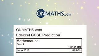 2018 Edexcel Maths GCSE Paper 2 Predicted Paper for Higher Calculator Exam 1MA1/2H