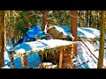 Winter holidays in LOG CABIN | barbecue with vegetables | nature sounds for sleep | ASMR | 4K