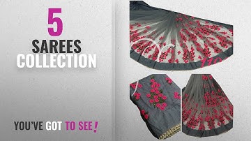 Top 10 Sarees Collection [2018]: Orangesell Mono Net Embroidery Work Saree With Blouse