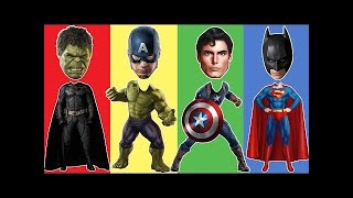Wrong Heads Funny Superheroes Batman Superman Hulk Captain America Finger Family Nursery Song Kids