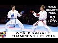 Bronze male kumite 75kg asiabari iri vs smaal ned 2016 world karate championships