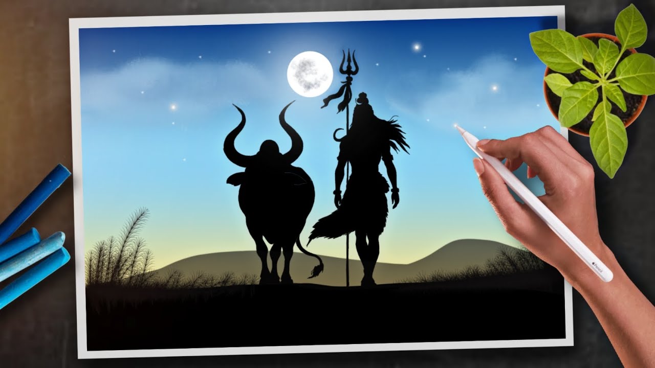 EASY MAHADEV DRAWING TUTORIAL | MAHAKAL AND NANDI : DIVINE DUO ART | AUTODESK SKETCHBOOK DRAWING 