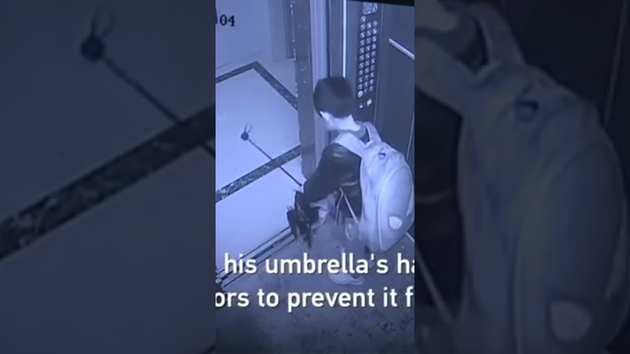 Boy Uses Umbrella To Prevent Elevator Door From Closing Causes Free Fall Cgtv