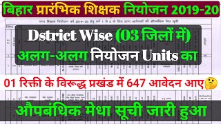 Primary Teacher Recruitment 2019-20 I {Dristict Wise-03 जिलों में} Different नियोजन Units का जारी