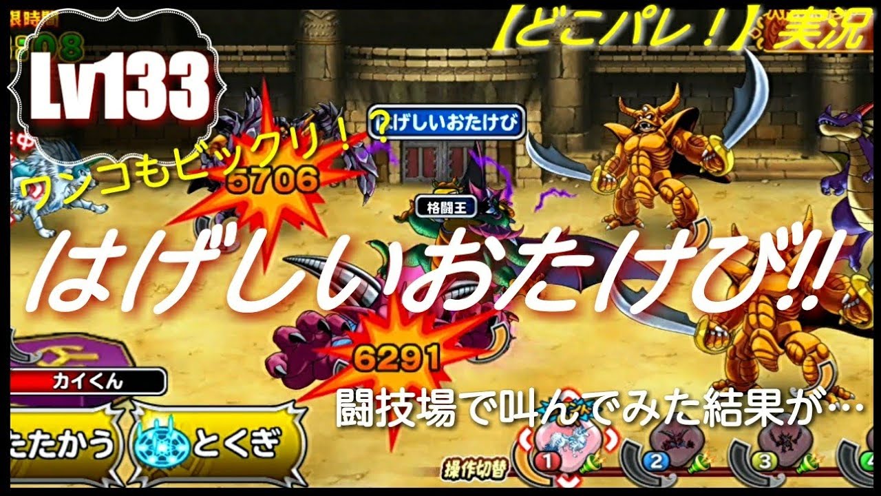 どこパレ 実況lv133 ワンコもビックリ はげしいおたけび を闘技場で叫んでみた結果が Youtube