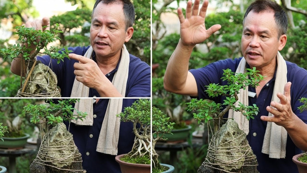 ПОЛНОЕ ВИДЕО Тханг Джио создаёт бонсай, бонсай Сунга, шелковица быстрее всего приживается к камня...