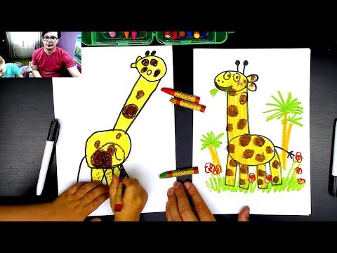 Как нарисовать ЖИРАФА - урок рисования для детей от РыбаКит