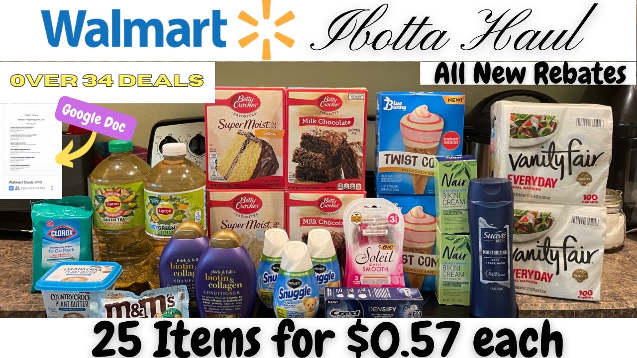 Walmart Ibotta Haul 4/10 | 25 Items for $0.57 each | 34 In-Store Deals | 3  Freebies