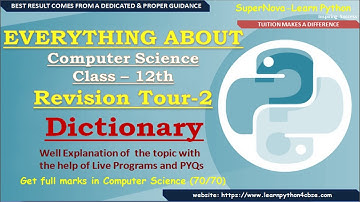 Class 12 Python | Revision Tour 2 | Dictionary | Computer Science 2024-25 | PYQs