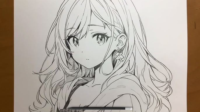 black-and-white-pencil-sketch-anime-girl-drawing-eye-patch