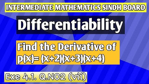 Chapter 4 ex 4.1 Q.2 vii | Intermediate Mathematics Sindh board | Differentiability | 2nd year Math