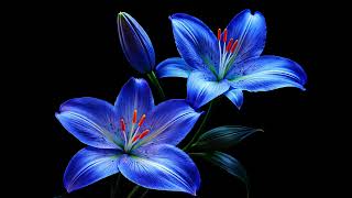 Midnight Blue Lilies | 4K Vintage Floral TV Art for Samsung Frame, LG OLED & Sony (Silent, 2 Hours)