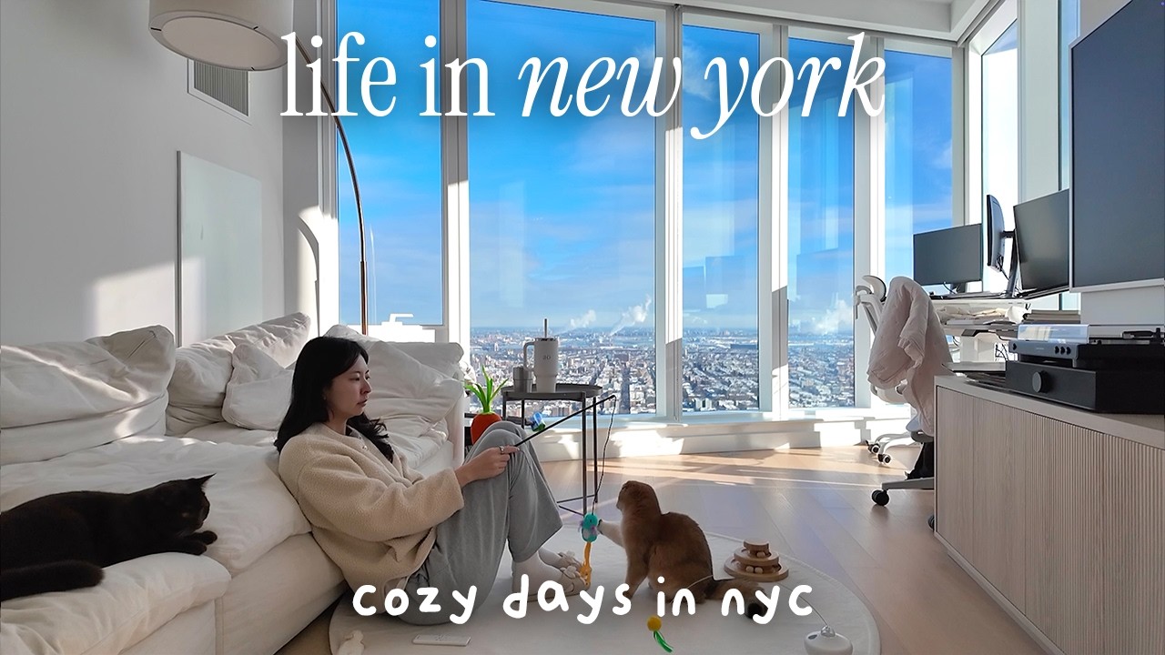 Видеоблог из Нью-Йорка | Спокойные и уютные утра, присмотр за кошкой и вкусная еда 🧸