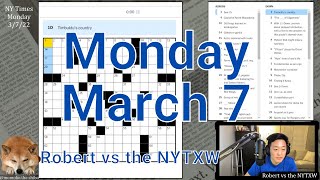 Cool construction [0:15/2:26]  ||  Mon 3/7/22 New York Times Crossword