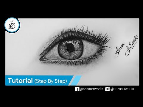 How to draw realistic human eye | Step by step tutorial | Anza Artworks