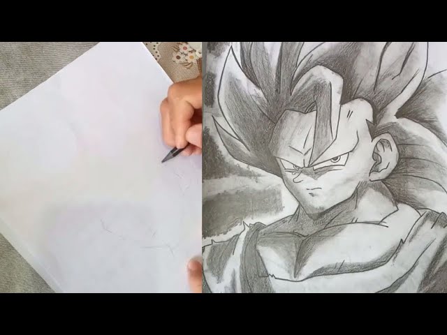 Dibujos de Carl - Desenho da noite, Goku. Feito a lápis