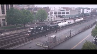 NS 96Q W/ SD40-2 3348 pulling Tankers, Sprayer Car & Boxcar Roanoke Railcam, VA 4/25/20 AWESOME!!!