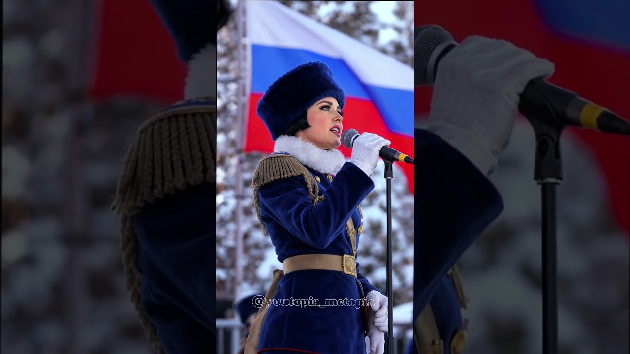 Прекрасная российская военнослужащая исполняет песню «КАТЮША» на концерте 