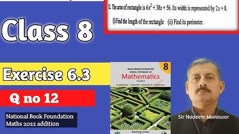 Class 8 Exercise 6.3 Q no 12 NBF Maths  Ex 6.3 Algebraic Division In Urdu Sir Nadeem Munawar