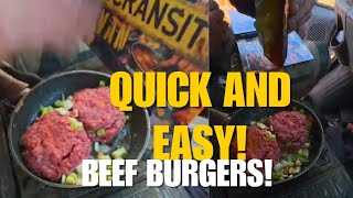 After a hard day pedro decided to make beef burgers in the van 😋 