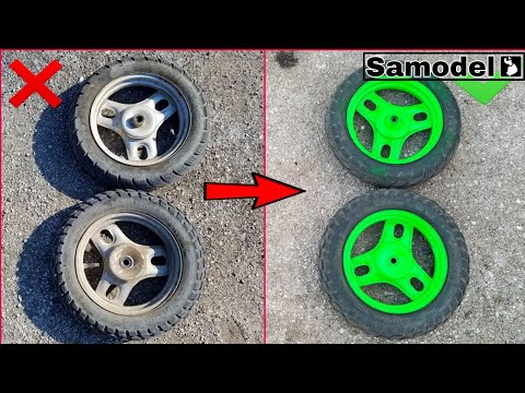 Paint scooter wheels in green