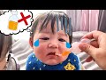 おくすりイヤ!?赤ちゃんははじめてのシロップのお薬のめるかな? 病院 診察 4歳 2歳 0歳 3人きょうだい