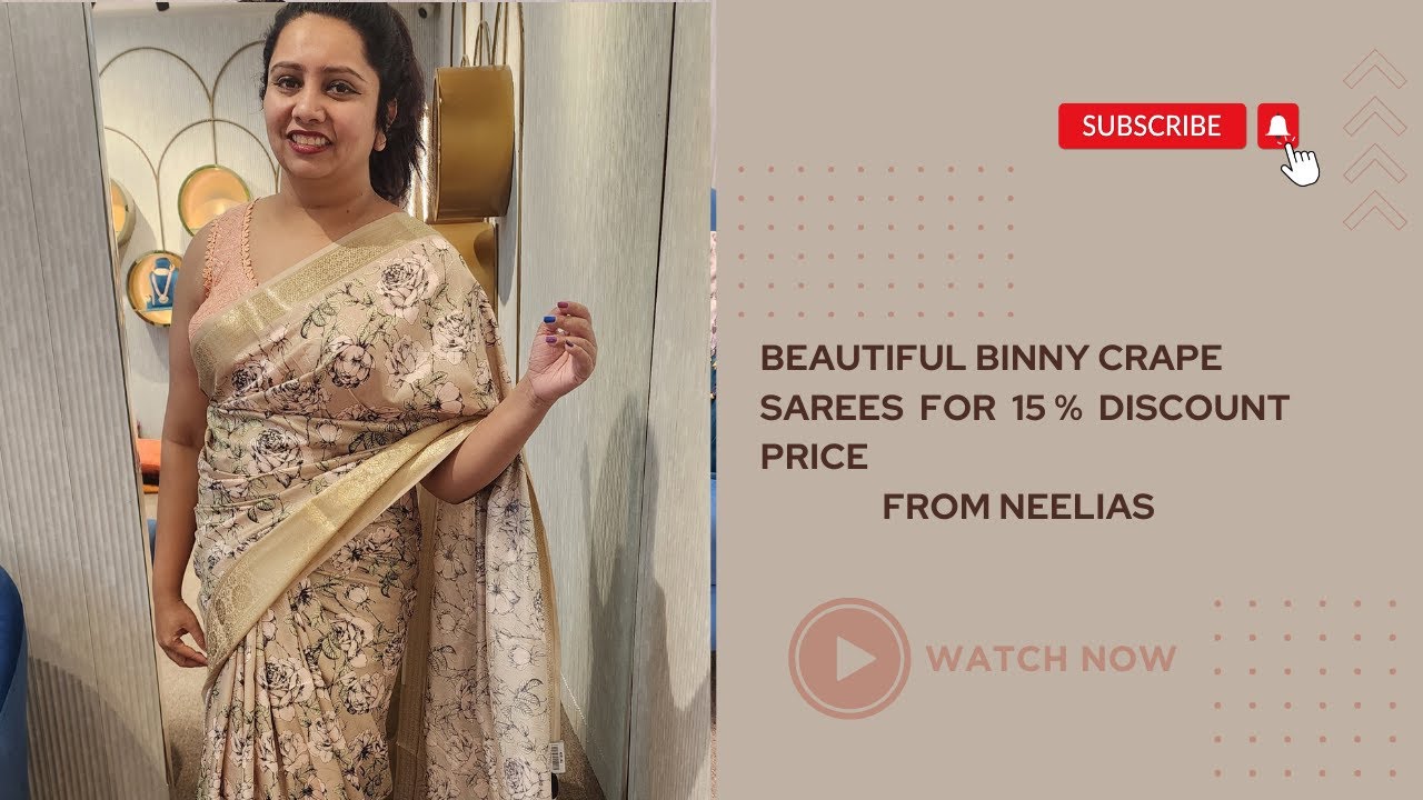 Sale Sale Sale, Beautiful Binny crape Sarees 2750 plus 15 discount YouTube