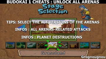 Dragonball Z Budokai 1: Unlock arenas cheats, all maps attacks and planets destruction