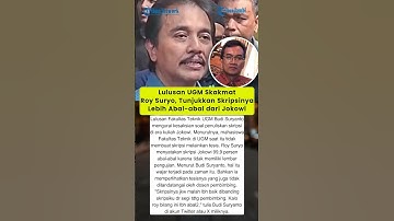 Lulusan UGM Skakmat Roy Suryo, Tunjukkan Skripsinya Lebih Abal-abal dari Jokowi