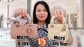 Micro Lady Dior vs Micro D-Joy bags comparison! What fits, mod shots, wear and tear, pros, cons etc