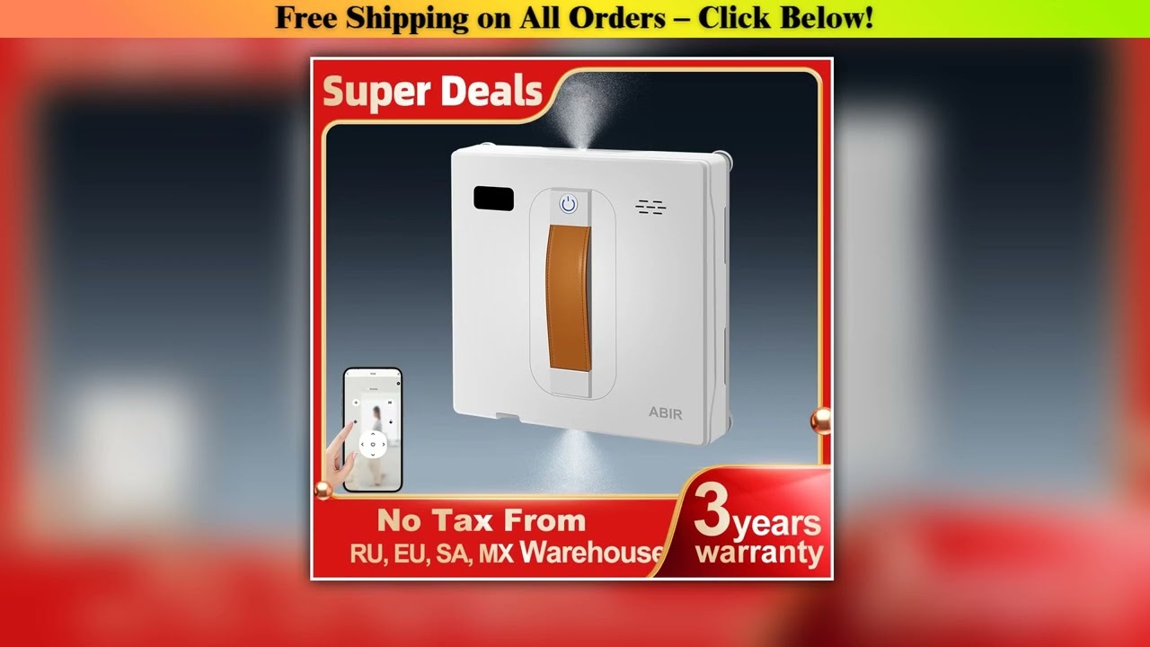 Window Vacuum Robot Cleaner ABIR WD8, Dual Ultrasonic Spray, AI intelligent Wipping, Updated