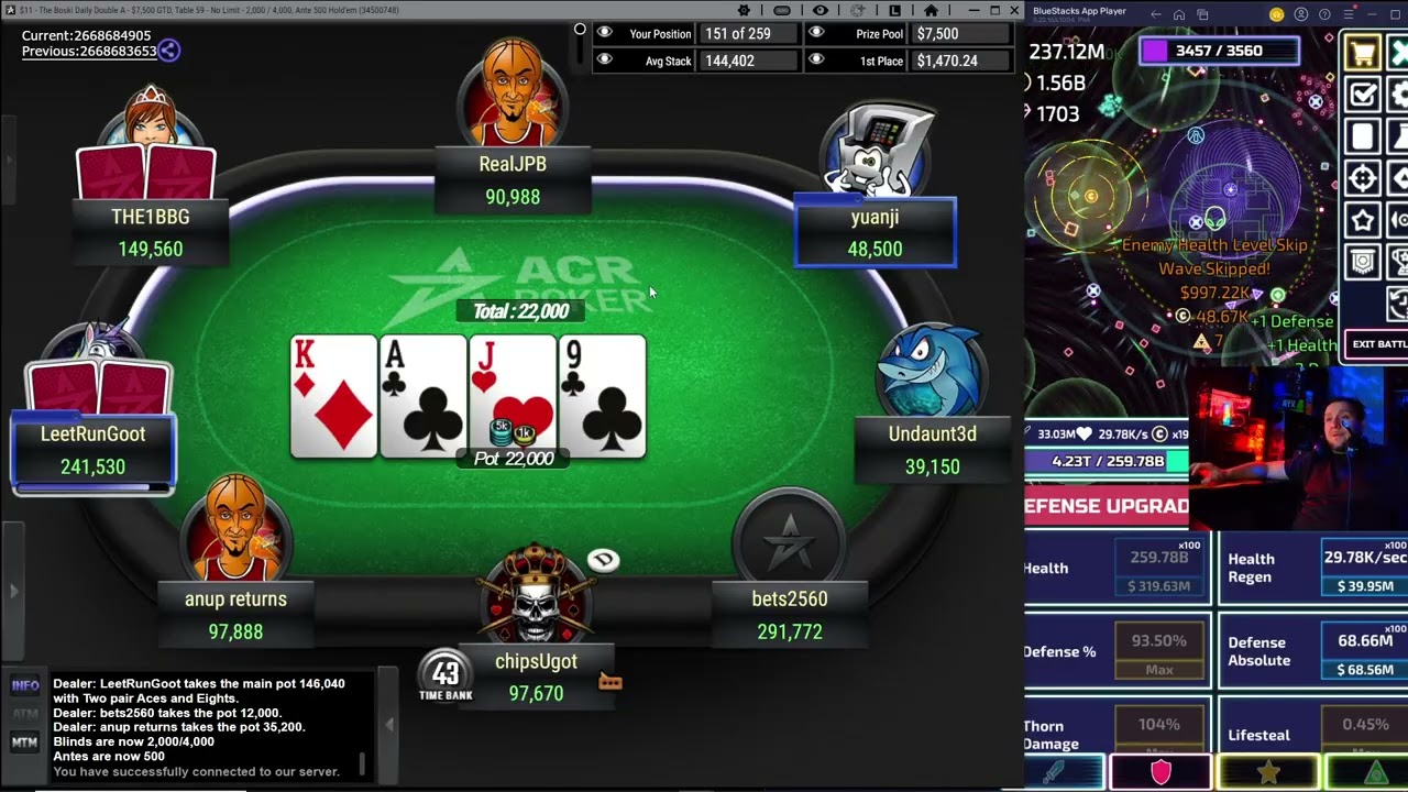 The Boski Poker tournament!!!! GIVEAWAY every 10 followers (ACR cash)
