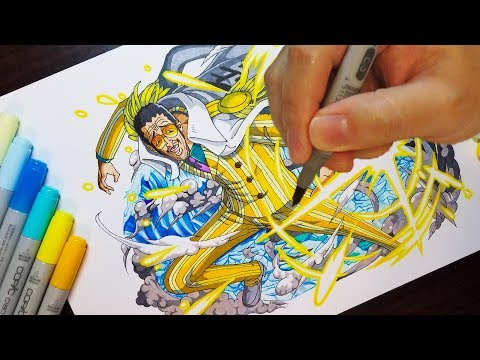 ワンピース 黄猿 描いてみた トレクル Drawing Admiral Kizaru One Piece Youtube