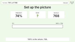 What is 74% of 768 Step-by-Step Percent Video