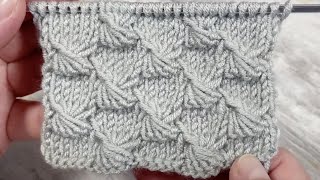 立体小扇花棒针编织教程，这种小立体花样就是讨人喜欢 How to Knit the Little Shell Stitch - Relief Stitch Knitting Pattern