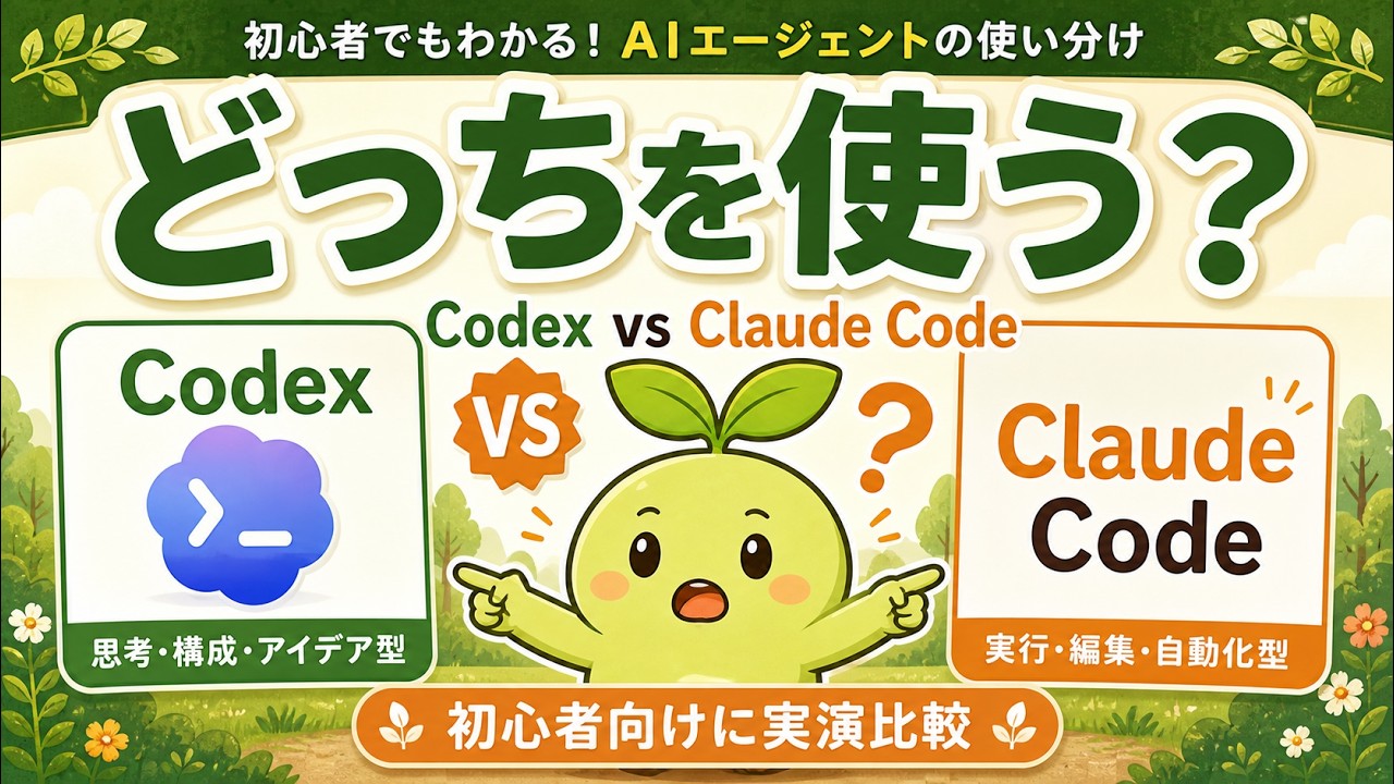 【初心者OK】CodexとClaude Code、AIエージェント初心者はどっちを使えばいい？ - YouTube
