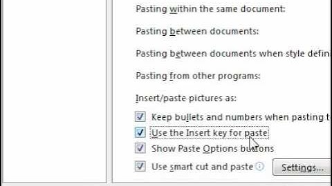 How to use the insert key to paste into a document Word