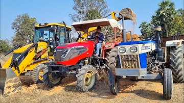 Jcb 3dx Eco Excellence Backhoe Machine Loading Mud In Mahindra 4WD Tractor and Swaraj Tractor | JCB