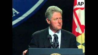 Usa President Bill Clinton Speech Encourages Worldwide Trade