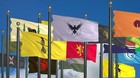 Game of Thrones - Flag collection waving in the wind (moving clouds)