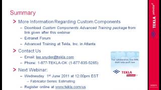 Tekla USA Webinars   Custom Components 101  Connections part 11 of 11   YouTube