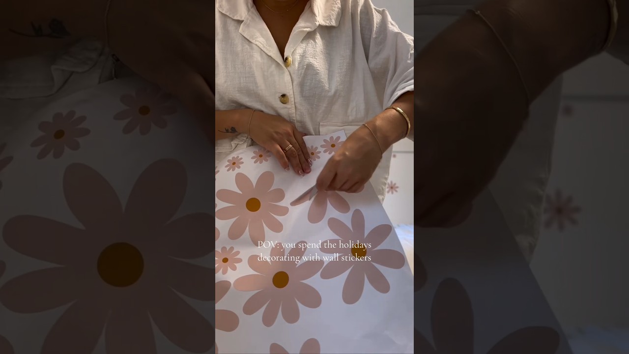 Decorating with flower wall stickers ✨ 