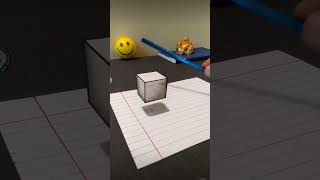 Floating Cube illusion Drawing | Anamorphic illusion