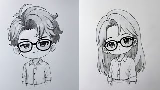 Timelapse Drawing Couple ❤️ Easy Sketch Tutorial | Step by Step