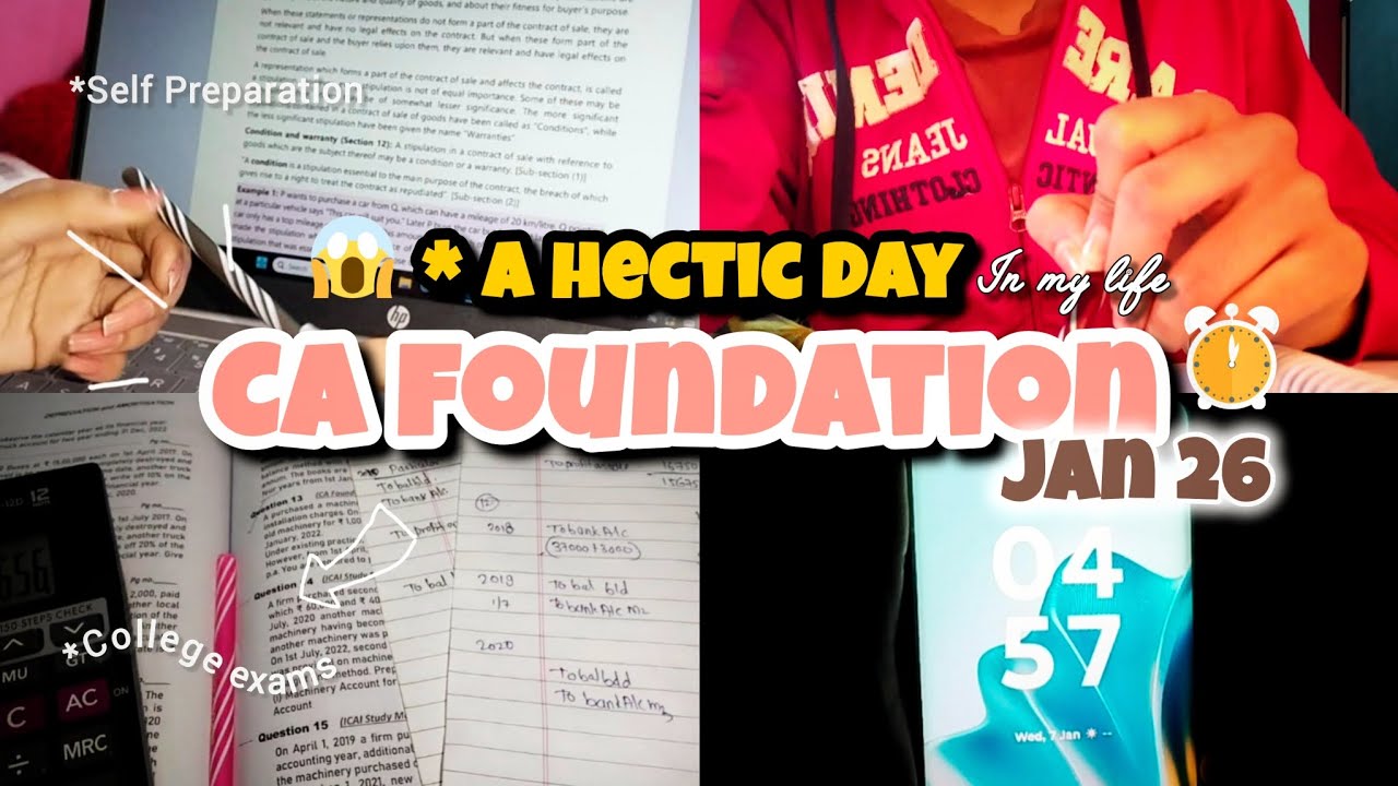 A “HECTIC" Day 🤯| 📚Ca foundation + college exams📝| study vlog 