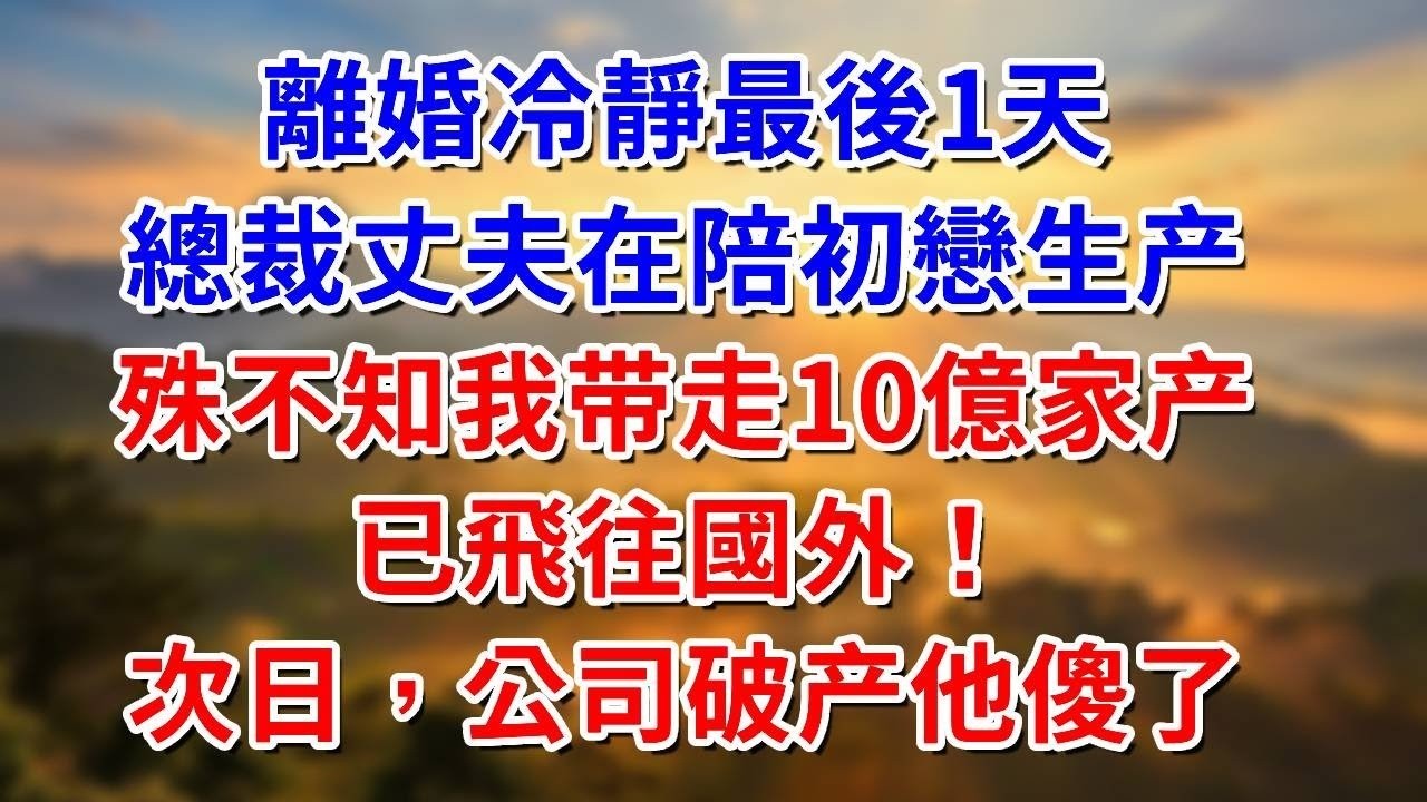 離婚冷靜期最後1天，總裁丈夫在陪初戀生产，殊不知我带走10億家产，已飛往國外！次日，公司破产他傻了#阿木講故事#為人處世#生活經驗#情感故事#養老#睡前故事