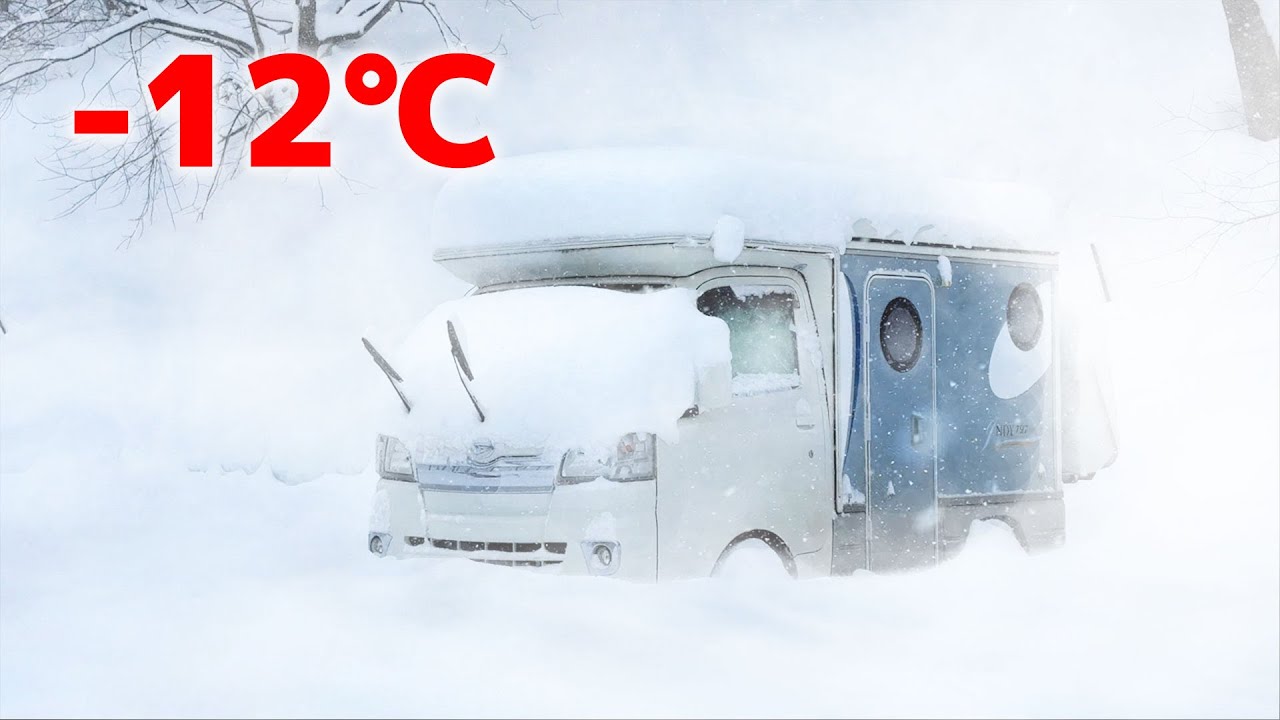 -12℃ Сон в машине | Легкий кемпер, утопающий в сильном снегу во время самой холодной волны[SUB]