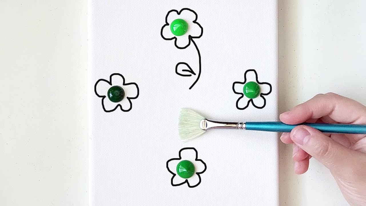 Как нарисовать цветок с каплями воды / Акриловая живопись