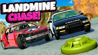 LANDMINE POLICE CHASES with Randomly Generated Cars in BeamNG Drive Mods!