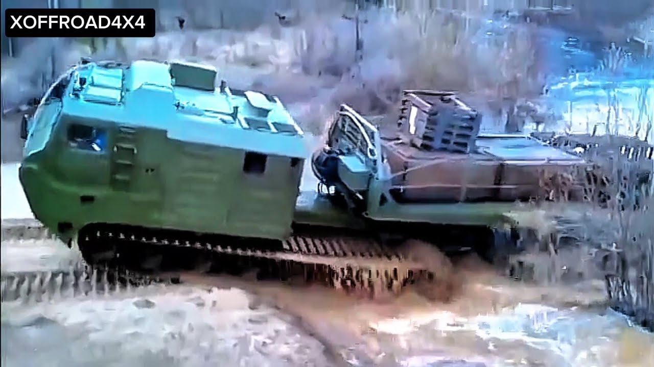 Russian off-road truck crossing extreme mud